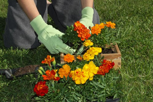 Workers sorting green waste and recyclables during a Kings Cross garden clearance